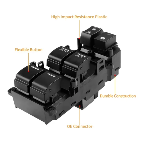 Miniatura 4 de Interruptor maestro de ventana eléctrica del lado del conductor con botón automático doble Compatible con Honda Accord EX EXL 2.4L 3.5L 2008-2012