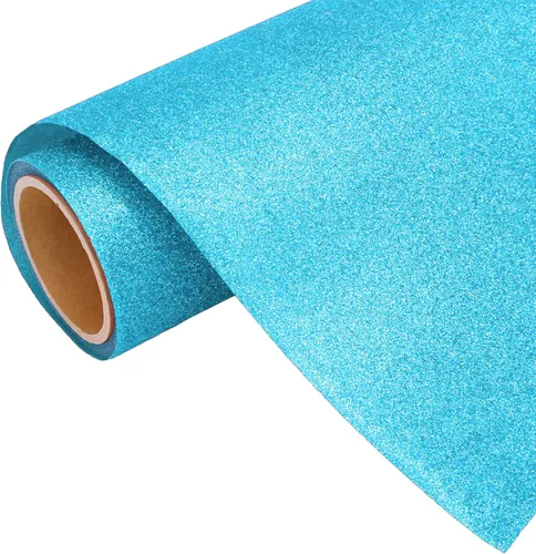 Miniatura 14 de Rollo de película de vinilo de transferencia de calor Threadart Glitter Blue de 3 yardas x 20 pulgadas HTV Colores con purpurina Compatible