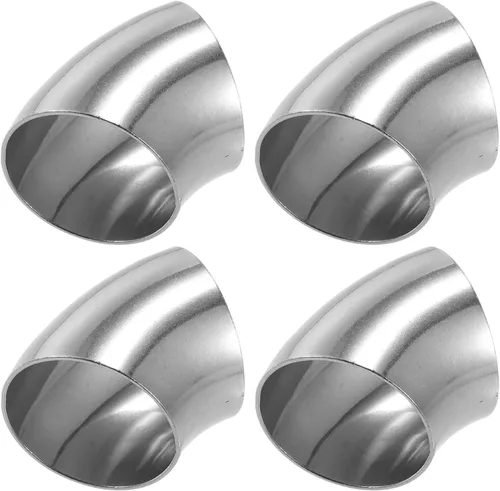 X AUTOHAUX 4 piezas OD 2.5 pulgadas 45 grados SS304 tubo de acero inoxidable curvado para tubo de escape de codo para sistema de escape modificado