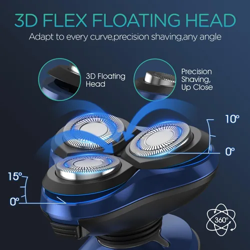 Miniatura 3 de VOYOR Maquinilla de afeitar eléctrica para hombres, afeitadoras inalámbricas para afeitarse con patillas faciales, nariz, oído, pelo, recargable