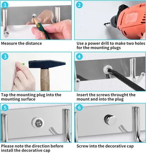 Miniatura 5 de Ganchos de Pared para Abrigos, (Paquete de 2) Perchero de Pared para Sombreros, Ganchos Simples para Toallas