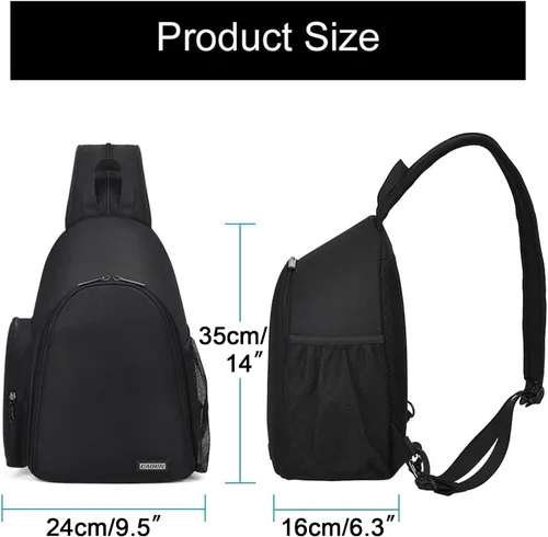 Miniatura 7 de CADeN - Mochila para cámara estilo bandolera, maletín con soporte para trípode para cámaras DSLR/SLR sin espejo (Canon Nikon Sony Pentax) Negro