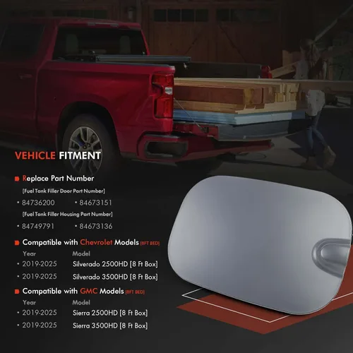 Miniatura 2 de 84736200 Tapa de la Puerta del Tapón de Llenado del Tanque de Combustible para Chevy Silverado 2500 3500 HD Para GMC Sierra 2500 3500 HD 2019-2025