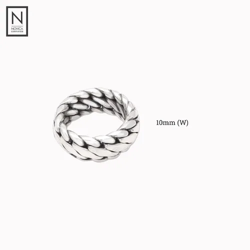 Miniatura 6 de NOVICA Anillo artesanal hecho a mano de plata de ley 925 Indonesia 'Sanca Kembang Python
