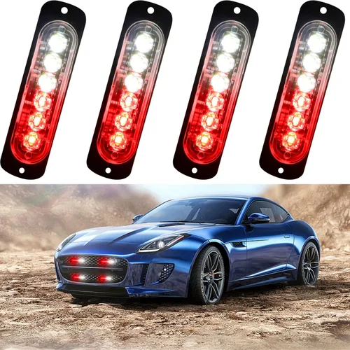 Miniatura 9 de Luz estroboscópica de advertencia para coche o camión (6 LEDS, ámbar/ámbar, 4 unidades)