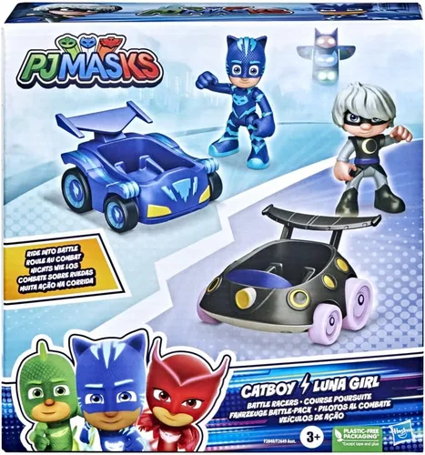 Miniatura 5 de PJ Masks Catboy vs Luna Girl Battle Racers Juego de juguete preescolar, vehículo y figura de acción para niños a partir de 3 años