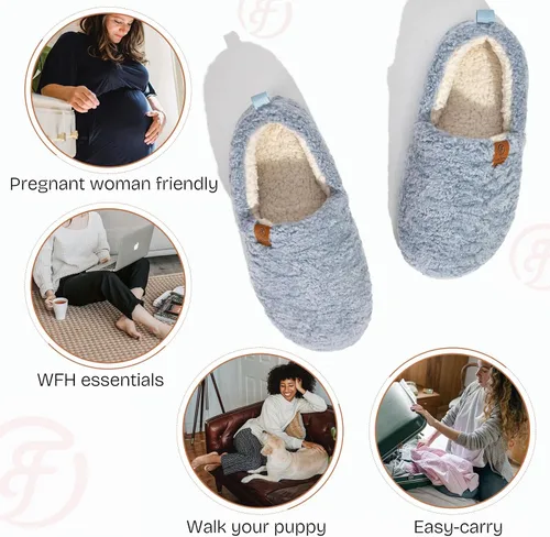 Miniatura 5 de EverFoams Pantuflas suaves y rizadas para mujer, de espuma viscoelástica, ligeras, cómodas, con forro polar