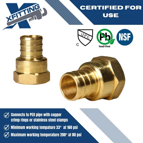 Miniatura 5 de XFITTING Adaptador roscado NPT hembra de 3/4 pulgadas Pex x 1/2 pulgadas, adaptador hembra de crimpado Pex B, latón, puerto completo, 2 piezas