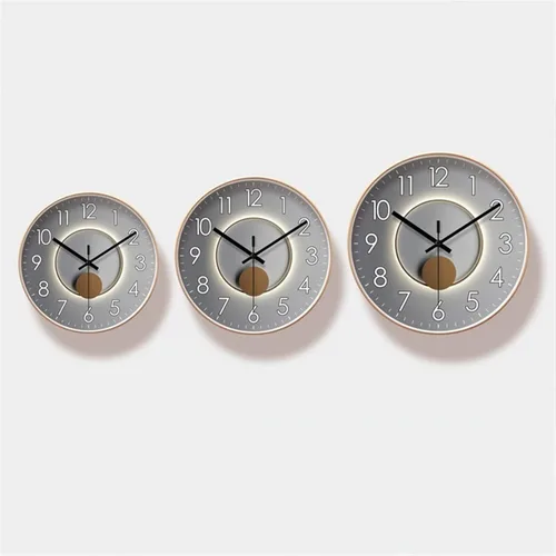 Miniatura 4 de HASMI Reloj para sala de estar, reloj de cuarzo, luz de moda, reloj de pared silencioso de lujo, reloj digital circular simple de 9.8 in/11.8