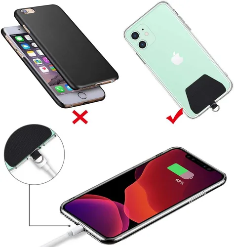 Miniatura 3 de SHANSHUI Cordón para teléfono, correa para el cuello y correa para la muñeca, soporte universal para funda de teléfono, anclaje para todos los Negro