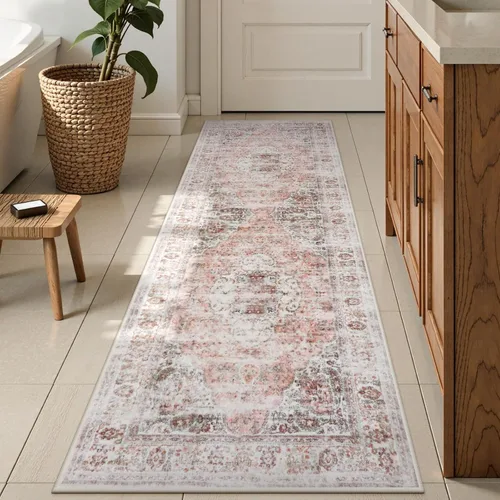 Miniatura 39 de Uphome Tapete de baño color naranja, estilo bohemio y envejecido, tapete de baño pequeño de terciopelo súper acogedor, antideslizante, lavable a