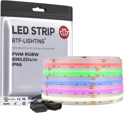 Miniatura 17 de BTF-LIGHTING FCOB COB Tira de luz LED RGBW 6500K 896LED/m 3m DC12V Flexible de cambio de color de alta densidad y luz uniforme de 12mm de ancho