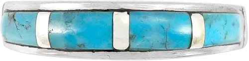 Miniatura 3 de Anillo turquesa de plata de ley 925 con piedras preciosas auténticas tamaño 6 a 11