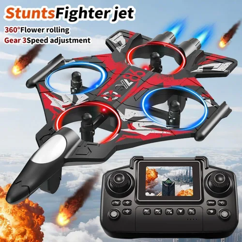 Miniatura 2 de Avión RC Fighter Jet con cámara y pantalla para adultos y niños, avión de acrobacias de control remoto con giros de 360°, retención de altitud
