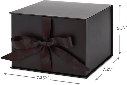 Miniatura 3 de Hallmark Caja de regalo mediana con tapa y relleno de papel triturado (caja negra de 7 pulgadas) para bodas, graduaciones, cumpleaños, día del Negro