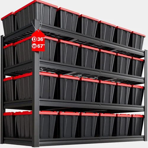 Miniatura 15 de 65" W Garage Shelving Unit, 65" W x 20" D x 84" H, Heavy Duty Garage Storage Shelves, 5 Tier Storage Rack Shelf, Industrial Adjustable Shelves for