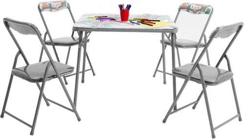Miniatura 2 de Flash Furniture Mindy Kids - Juego de mesa y sillas cuadradas plegables de 5 piezas para guardería y aulas, juego de mesa de actividades y sillas