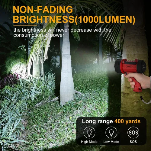 Miniatura 2 de YIERBLUE Foco Recargable con LED de Súper Altos Lúmenes, Linterna de Mano Impermeable IP67 con Filtro de Luz Roja Desmontable, de Larga Duración Rojo