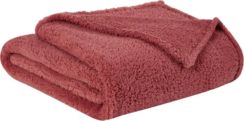 Miniatura 19 de Brooklyn Loom Marshmallow Sherpa Dusty Rose Twin XL Manta 100% microfibra de poliéster, temática casual sólida, ropa de cama para adultos, Rosa