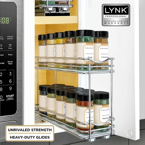 Miniatura 7 de LYNK PROFESSIONAL® Organizador de especias extraíble para armarios de cocina interiores - 4-3/8 pulgadas de ancho - cajón deslizante - Estante