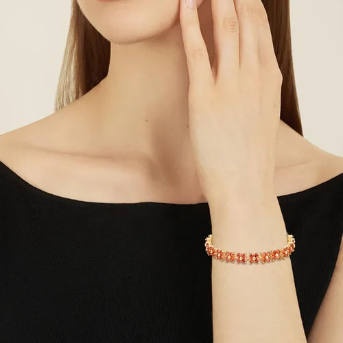 Miniatura 4 de GULICX - Pulsera de tenis con cristales de Swarovski y cristales redondos chapados en oro
