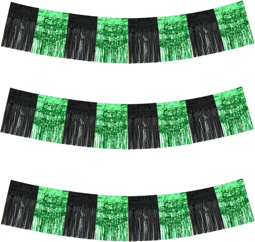 Miniatura 39 de BEISHIDA 3 Paquetes de Guirnalda de Flecos de Lámina Metálica Arcoíris Oscuro para Colgar en la Pared, Banderas de Oropiel para Halloween, Flotas