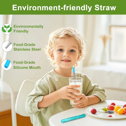 Miniatura 5 de Kynup Reusable Metal Straws (6Packs), Collapsible Travel Drinking Straws with Cases, Cruise Ship Essentials, Cruise Must Haves with Silicone for