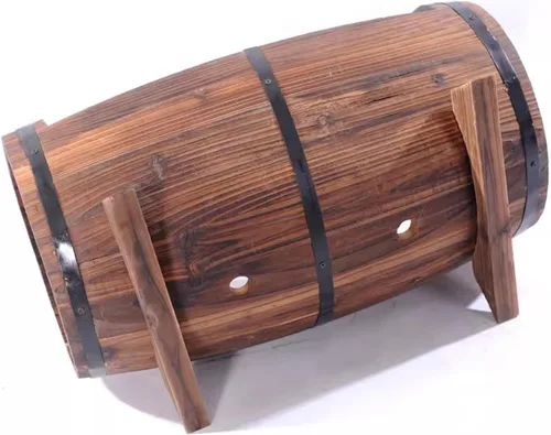 Miniatura 3 de HM&DX Macetas redondas de madera con orificios de drenaje, macetas rústicas de madera con agujeros de drenaje, macetas de whisky para jardín