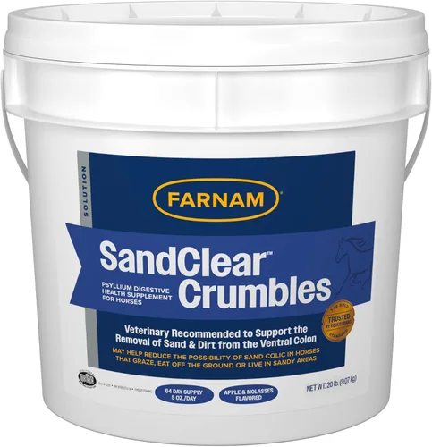 Farnam SandClear Psyllium Crumbles Suplemento para caballos, ayuda a eliminar la arena del colon y apoya la salud digestiva, sabor a manzana/melaza,