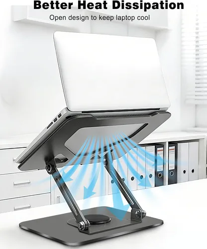 Miniatura 5 de Soporte giratorio para laptop de 360° para escritorio Ergonómico, altura ajustable, ahueca hacia fuera la estructura estable de la disipación
