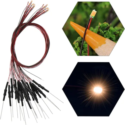 Miniatura 12 de L0603B 20pcs pre-cableado SMD LED 0603 Bule Diodo emisor de luz 12V Micro Litz Cable Cable Longitud 7.8 pulgadas (7.9 in) para DIY Manual