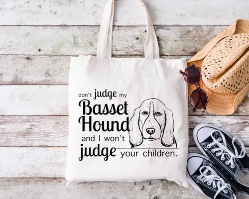 Miniatura 4 de Pet Studio Art Bolso tote Don't Judge My Dog Basset Hound