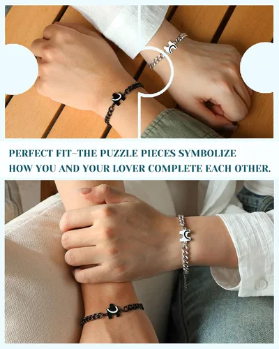 Miniatura 2 de UNGENT THEM You Are My Missing Piece of The Puzzle – Pulseras para parejas, aniversario, Navidad, I Love You Sweetest Día de San Valentín, regalos