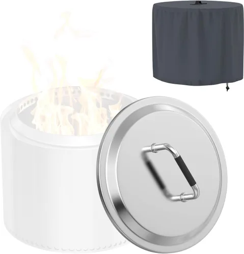 Tapa de 49,8 cm para fogata Solo Stove Bonfire 2.0, con asa, cubierta dura de acero inoxidable con cubierta para parrilla, accesorios para estufa de