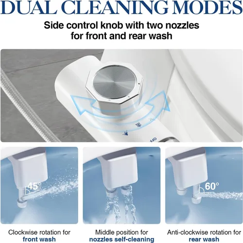 Miniatura 2 de Daul Clean - Accesorio de bidé no eléctrico para asiento de inodoro, boquillas limpias, 3 modos, presión de agua ajustable, accesorio para asiento