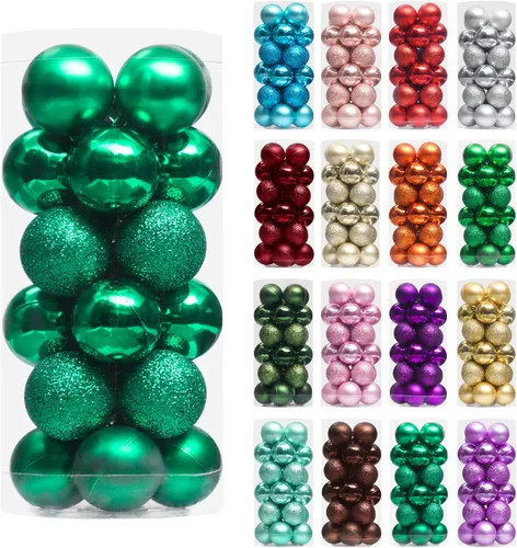 Miniatura 17 de XmasExp - Juego de 24 adornos de bola de Navidad mini irrompibles, adornos para árbol de Navidad, bolas de árbol de Navidad de 30 mm/1.18 pulgadas