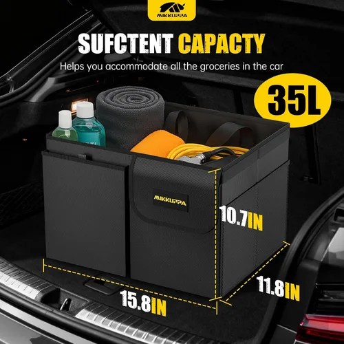 Miniatura 2 de MIKKUPPA Organizador de maletero de automóvil, organizador plegable de 35 litros con tapa, almacenamiento resistente para automóvil, SUV, camión