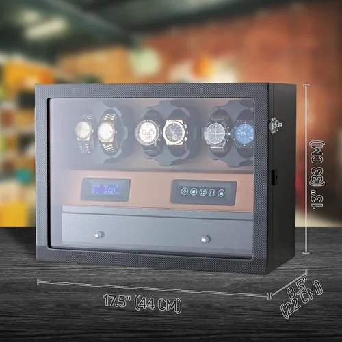 Miniatura 7 de 6 Watch Winder with Jewelry Storage Drawer, LCD Display, Touch Control and Interior Backlight