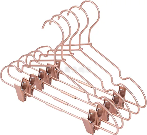 Miniatura 10 de Perchas de metal para ropa de bebé de 12.5 pulgadas, ganchos de oro rosa, colgador, para niños, pantalones, exhibición, almacenamiento, paquete de 10