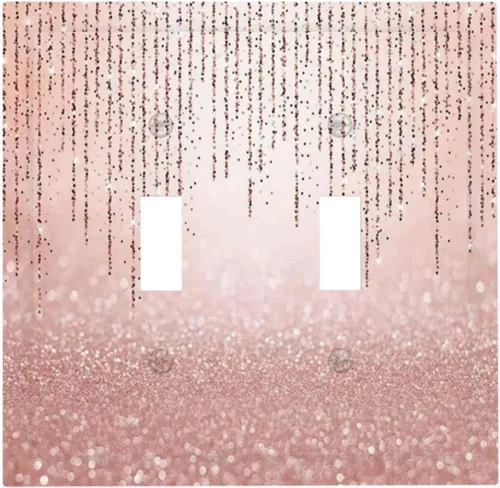 Miniatura 31 de Cubierta de interruptor de luz rosa brillante con purpurina de 1 banda, sin dispositivo, placa de pared en blanco decorativa para adolescentes, Rosa