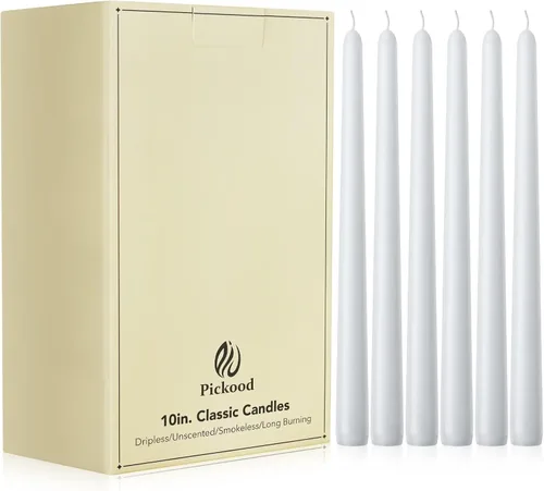 Velas cónicas largas de 10 pulgadas sin aroma y sin goteo de 30 unidades, paquete a granel - Velas cónicas blancas a granel, perfectas para bodas y