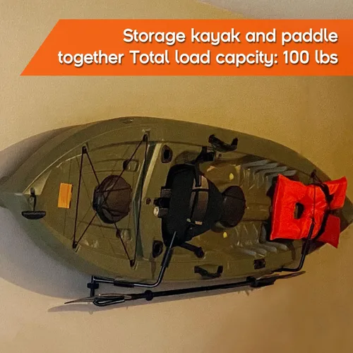 Miniatura 3 de TC-HOMENY Soporte plegable de almacenamiento para kayak montado en la pared, escalera, soporte para kayak, interior y exterior