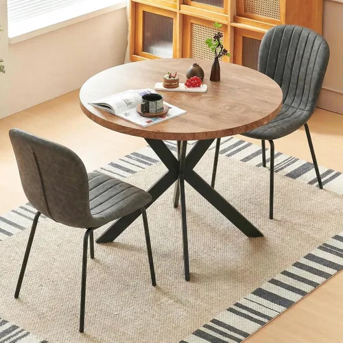Miniatura 16 de Juego de Mesa de Comedor Redonda de 37 Pulgadas para 4, Moderno Juego de Café de Cocina de Círculo Pequeño para Apartamento, Sala de Estar, Oficina