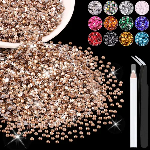 Miniatura 104 de 12000 diamantes de imitación de resina de 0.079 pulgadas a granel para manualidades (transparente), cristales deslumbrantes con parte trasera plana
