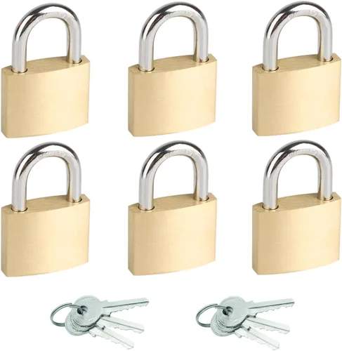 Miniatura 11 de Paquete de 10 cerraduras pequeñas con las mismas llaves, 3/4 pulgadas de ancho con cuerpo de bloqueo de latón macizo con la misma llave, mini