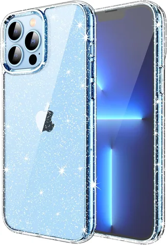 JETech Funda con purpurina para iPhone 13 Pro de 6.1 pulgadas, a prueba de golpes, bonita y brillante para mujeres y niñas (transparente)