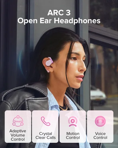 Miniatura 8 de Cleer ARC 3 - Audífonos de oreja abierta – Dolby Audio, Snapdragon Sound auriculares verdaderamente inalámbricos, batería de 50 horas, Bluetooth Rosa