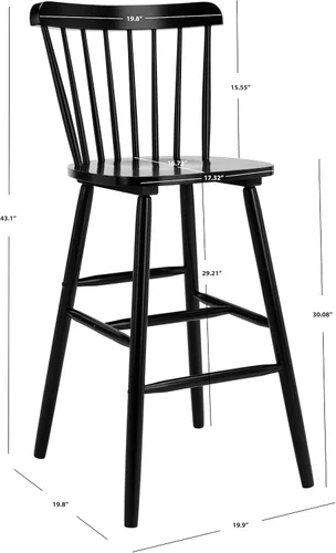 Miniatura 3 de SAFAVIEH Muebles - Juego de 2 taburetes de bar Galena - Negro - Madera maciza - Diseño moderno de línea limpia - Ideal para cocina, zona de bar