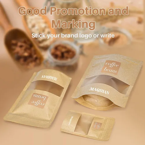 Miniatura 6 de MAQIHAN 50 bolsas de pie – 3.5 x 5.5 pulgadas, bolsas de papel kraft resellables Ziplock para ventana, envasado de alimentos casero, bagel, pan