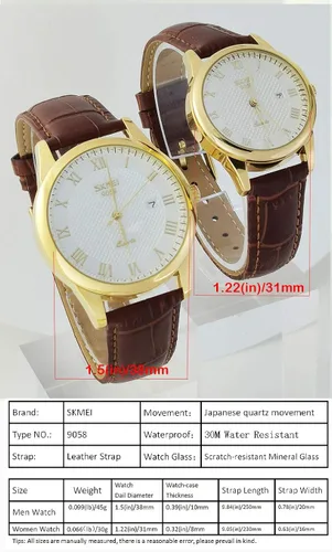 Miniatura 5 de SKMEI Par de relojes para parejas, hombres y mujeres, para él y para ella, juego de relojes para esposo, esposa, San Valentín, reloj de pulsera a